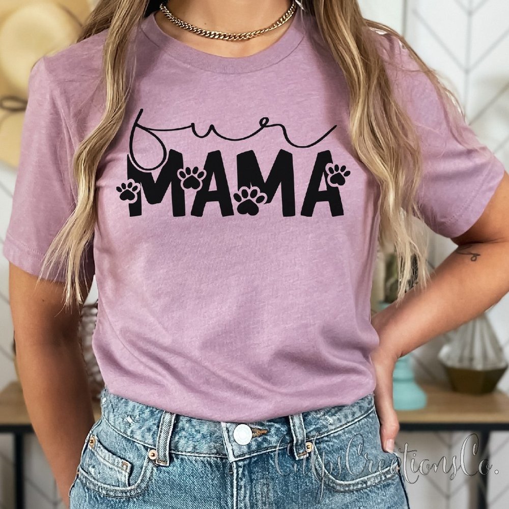 Fur mama paw print design soft style womens short sleeve t shirt